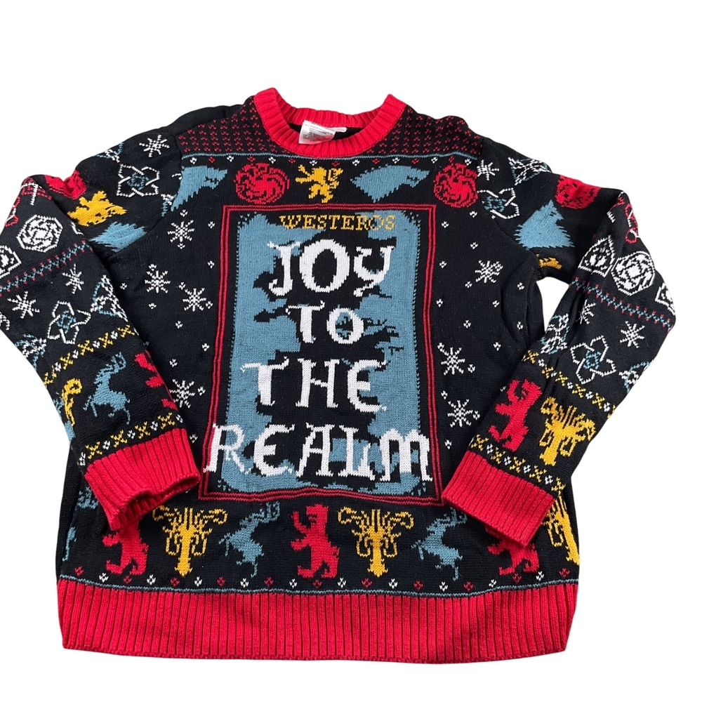Game of Thrones Ugly Christmas Sweater Joy to the‎ Realm Men's Size S